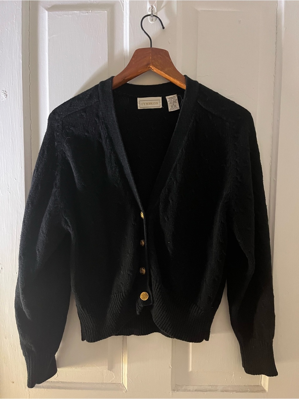 Black V-Neck Button-Front Women's Sweater